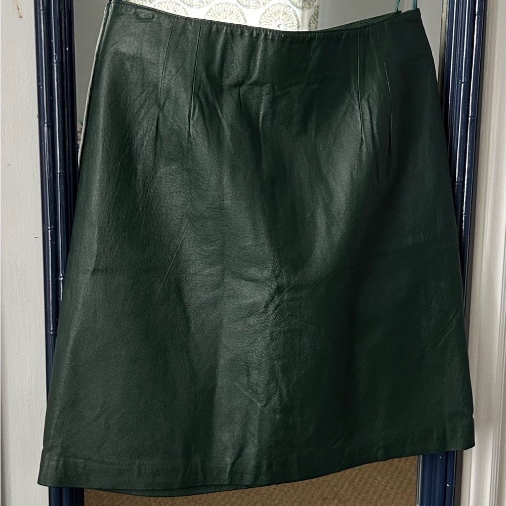 Bagatelle Olive Green  Leather Pencil Skirt